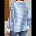 thumbnail image 4 of Tops Tipo Túnica para Mujer, Camisas A Rayas de Larga, Tops de Cuello Redondo Azul S, 4 of 9