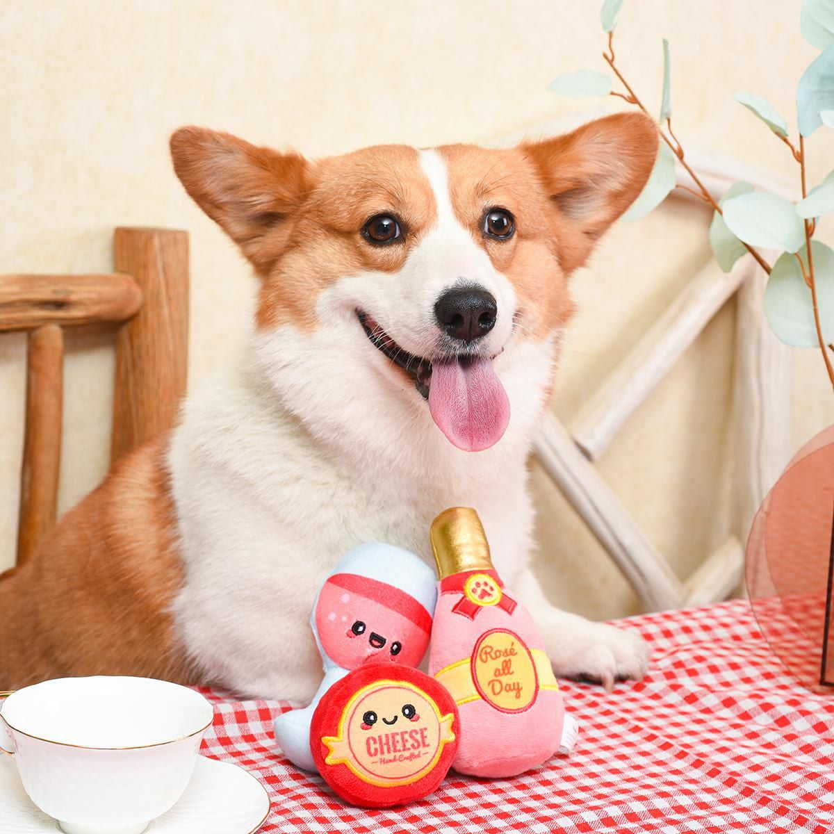 Hugsmart Picnic Time Backyard Picnic Plush Dog Toy - Fuzzy, Squeaky, for Small & Medium Dogs