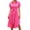Hot Pink, variant on Women's Tied Button Up Shirt Dress in Polyester Fabric with Self Tie Button Front for Everyday Elegance for Daily Wear