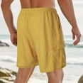 thumbnail image 6 of HCNTES Men's Cotton Loose Fit Elastic Waist Wide Leg Short with Pockets(Yellow,M), 6 of 6