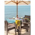 thumbnail image 3 of Outdoor Tablecloth with Umbrella Hole for Patio/Picnic/Party/Camping, Cute Pig Waterproof Table Cloth Square Cover Washable, Yellow Sunflowers Blue Wooden Vintage Art (60"x 60"), 3 of 8