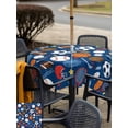 thumbnail image 5 of Outdoor Tablecloth with Umbrella Hole for Patio/Picnic/Party/Camping, Ball Sports Waterproof Table Cloth Square Cover Washable, Navy Blue (60"x 60"), 5 of 9
