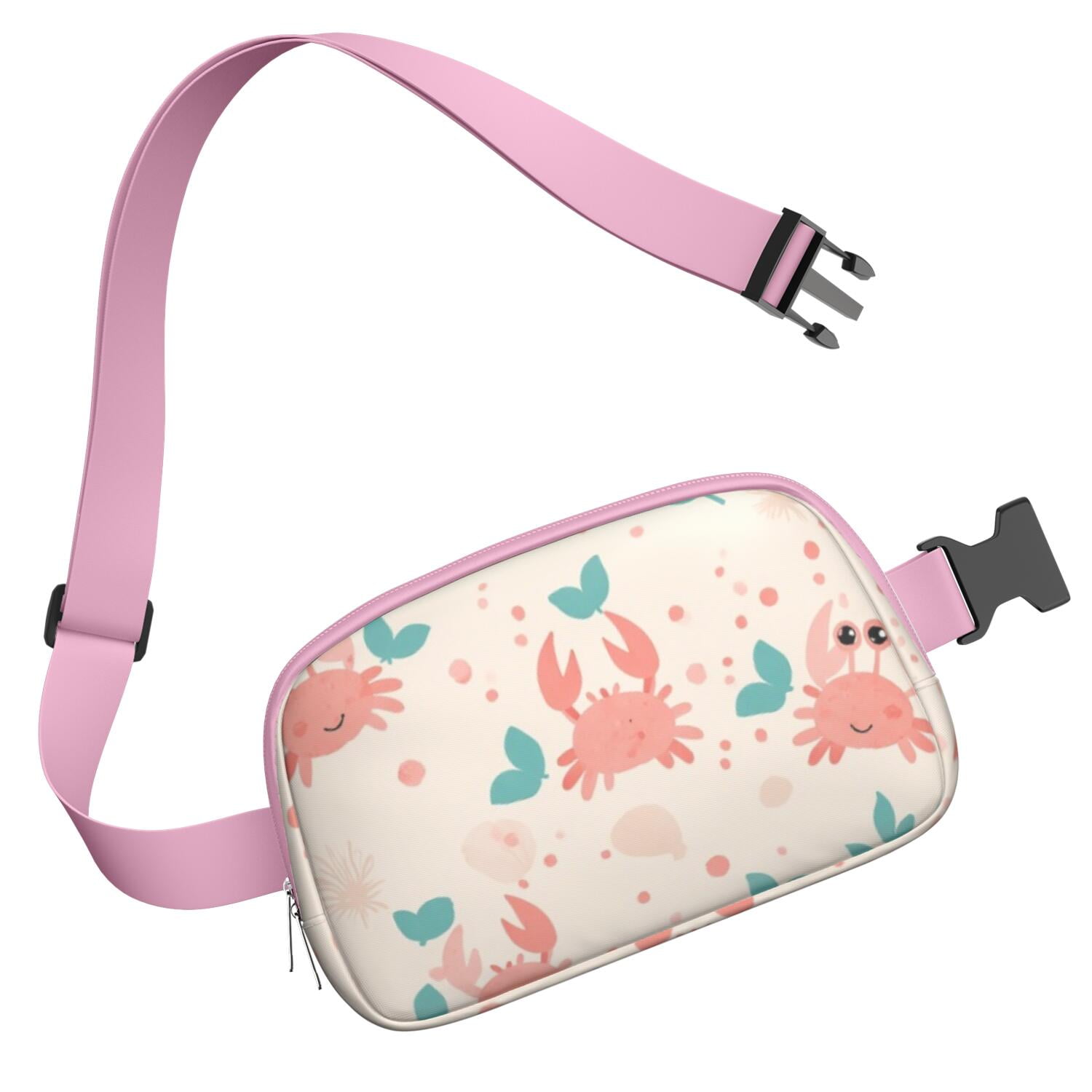 Crossbody Belt Bag Marine Adorable Crab Belt Bag Sporty Waist Pack for Women Casual Waist Packs with Adjustable Strap Waterproof Belt Bag for Daily Leisure Music Festival/Event