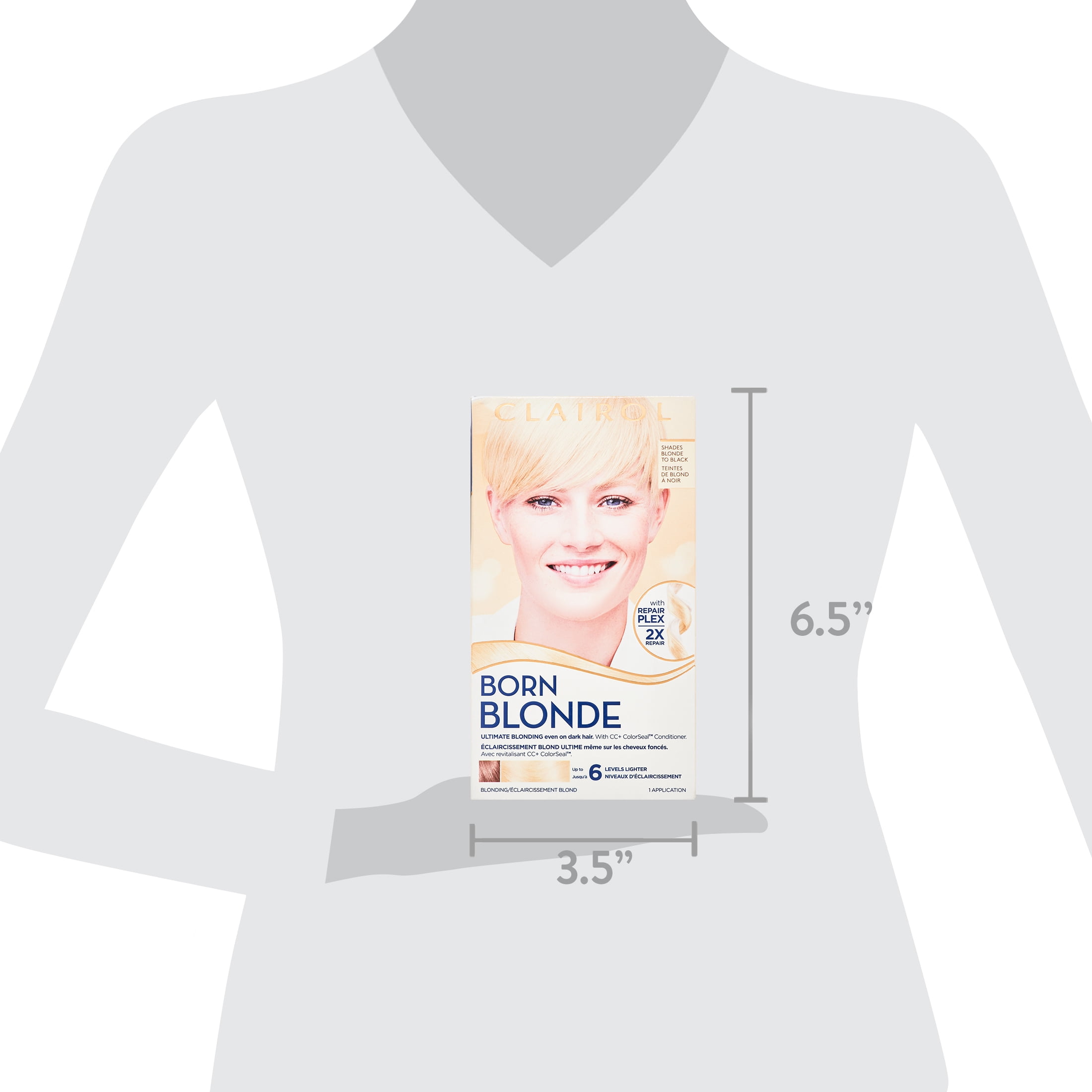 Clairol Born Blonde Permanent Hair Dye, Ultimate Blonding Hair Color Kit, Born Blonde, 1 Application