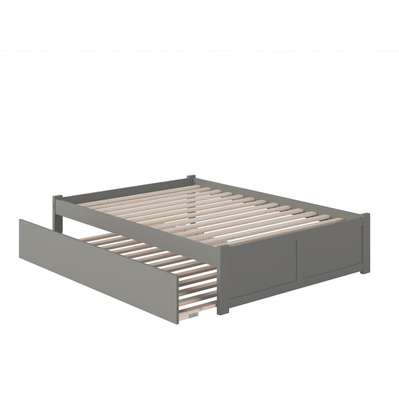 Concord Full Platform Bed with Flat Panel Foot Board and Full Size Urban Trundle Bed in Grey