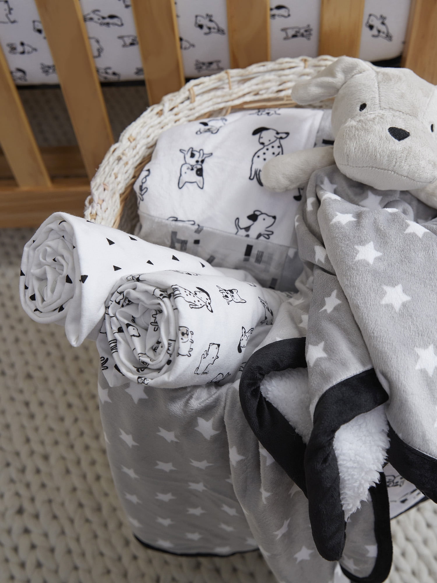 Modern Moments by Gerber Baby & Toddler Boy XL Soft Swaddle Blankets, 2-Pack, White Puppy