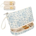 thumbnail image 1 of Bolsa organizadora de viaje Ethereal pequeña de 2 capas para maquillaje, color azul, 1 of 6
