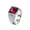 Red, variant on Men's Square Gemstone Signet Ring Grooved Thumb Band Silver Size 13