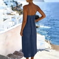 thumbnail image 4 of Summer Dresses for Women Casual Backless Spaghetti Strap V Neck Loose Flowy Beach Vacation Maxi Cotton Linen Dress,Sizes S-2XL, 4 of 6