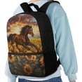 thumbnail image 4 of HUIACONG Horse Sunflower Print Unisex School Backpack for Age 6-18 Large Capacity Water Resistant Bag for Elementary Middle High School Students Daily Commute Travel, 4 of 6