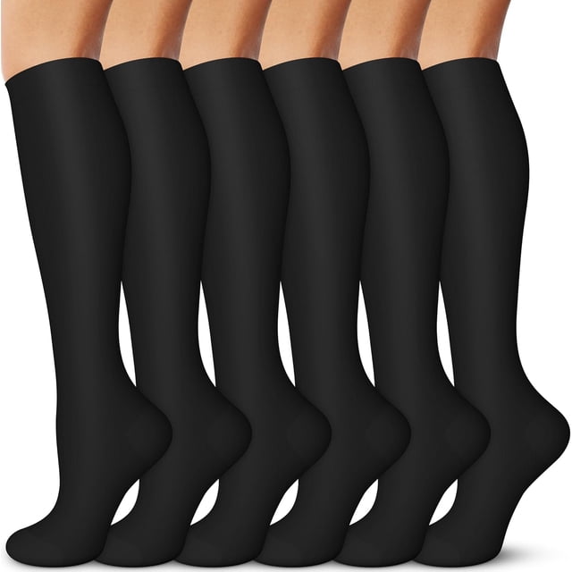 3/6 Paires de Bas de Compression pour Femmes et Hommes 15-20 mmHg - Meilleur Soutien pour Infirmières, Course, Randonnée, Récupération et Bas de Vol