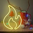 thumbnail image 3 of Fire Flame Neon Sign Light LED Hanging Wall Night Lamp Home Decor (Amarillo) Tmvgtek Iluminación del hogar multifuncional, 3 of 9