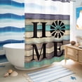 thumbnail image 5 of No Hook Shower Curtain with Built-in Rings - Black Windmill HOME Washable Waterproof Fabric Bathroom Curtains for Hotel,Rentals, Stall 48 X 72 Inch , Farmhouse Brown Green Wood Texture, 5 of 9