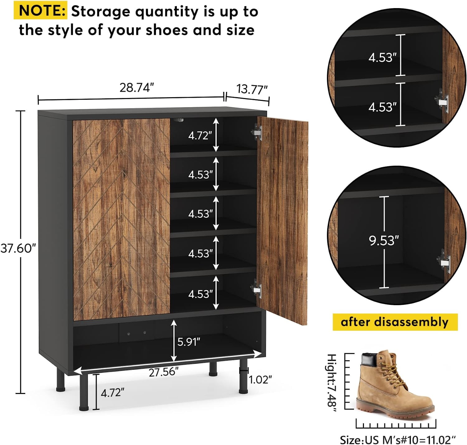 Tribesigns Shoe Cabinet, 18 Pair Rack Organizer Cabinet with Door, 6-Tier  Modern Storage Shelves for Entryway Hallway Closet, White and Brown