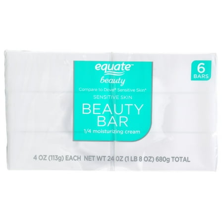 24 Fluorescent Bath Bar - Equate Beauty Sensitive Skin Beauty Bar, 24 Oz, 6 Count