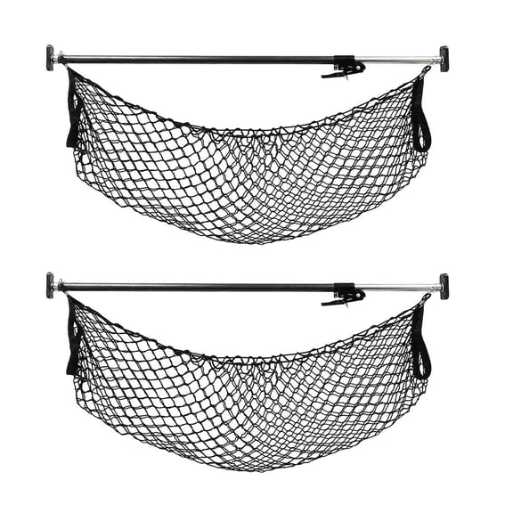 2 Pack 40"-70" Ratcheting Cargo Load Bar for Pickup Truck Bed with 60"x24" Storage Net - Adjustable Load Lock Bars - Truck Bed Cargo Stabilizer Bar for Semi Trailers, SUV & Bed Divider