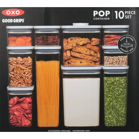 OXO 11236000 Good Grips 10 Piece POP Airtight Stackable Containers, Clear