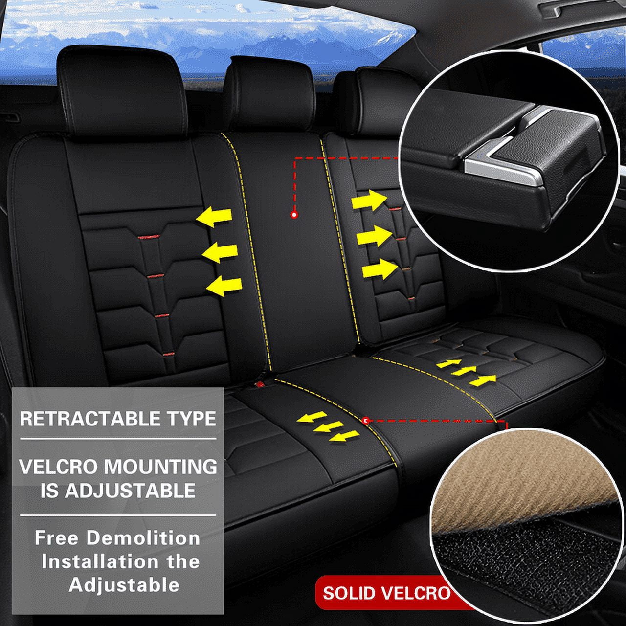 LAONNVIR Car Seat Covers Fit for Toyota RAV4 2013-2024 2025 Front Seat Breathable Leather Vehicle Seat Cushion Suitable for All Seasons(Black&Red,Front Seat)