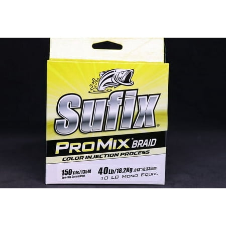 UPC: 0024777721098 | Sufix 630-040G ProMix Braid  40lb Test  150yd  Low Vis Green  Boxed