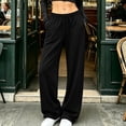 thumbnail image 2 of Ozmmyan Womens Fleece Wide Leg Sweatpants for Womens Drawstring Elastic Waist Baggy Lounge Pants with Pockets, 2 of 5