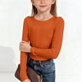 thumbnail image 2 of LIJCC Ribbed Round Neck Top, Children's Girl's T-Shirt, Slim Fit Casual Basic Top Long Sleeved Shirt Pullover(Orange,5-6 Years), 2 of 7