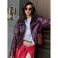 thumbnail image 2 of HH TRAF Chaqueta de cuero de manga larga retro para mujer, nueva chaqueta de cuero de calle con cremallera y solapa, prendas de vestir de moda en 2 colores, 2 of 5