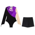 thumbnail image 4 of YONGHS Gymnastics Leotards for Women Metallic Long Sleeve Dance Leotard Shiny Bodysuit with Shorts Purple XXL, 4 of 5