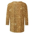 thumbnail image 5 of Elvqul Plus Size Blouses for Women Yellow Crew Neck Tops Fashion Pullover Sequin Print Tshirts 3/4 Sleeve Blouses, 5 of 5