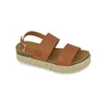 thumbnail image 1 of Soda Women Wedge Sandals Open Toe Ankle Strap Flatform Espadrilles Trim Platform Footbed Kazoo-S Tan Brown 10, 1 of 3