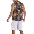 thumbnail image 5 of Gaeub Skulls and Flowers Men's Mesh Basketball Jersey, Quick-Drying Sleeveless Top S-4XL, Loose Muscle Tank Top -Small, 5 of 9