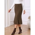 thumbnail image 3 of DARING DIVA Women's Corduroy High Waist Midi Mermaid Skirt with Pockets XL Brown, 3 of 7