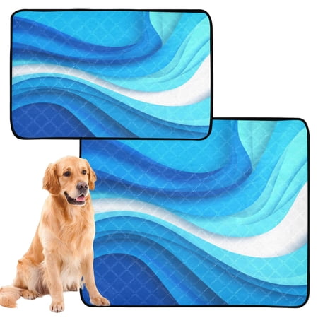 RMDQTR 2Pack Set of Medium and Large Pet Potty Pads Reusable Ultra-Absorbent Pet Training Pads Leak-Proof Pet Pads Abstract Water Waves