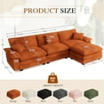 thumbnail image 6 of Muumblus Modular Sectional Cloud Couch with Ottoman, Oversized L-Shaped Corduroy Sofa for Living Room, Orange, 6 of 9