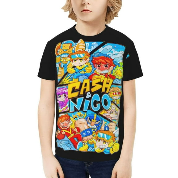 Cash and Nico Youth T-shirt Short Sleeve Graphic Top Breathable Shirt Tees Boys Girls
