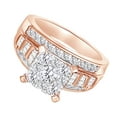 thumbnail image 2 of AFFY Round & Baguette White Natural Diamond Three Row Engagement Ring In 10k Rose Gold (1.62 cttw) Ring Size-12.5, 2 of 2