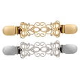 thumbnail image 1 of 2pcs Stylish Alloy Sweater Clips with Rhinestones Unique Cardigan Clip Scarf Buckle for Women (Gold and Silver), 1 of 8