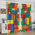 thumbnail image 4 of Building Blocks Toy Curtains, Abstract Contour Colorful Plastic Brick Geometric Print Pattern Window Treatment Drapes for Boy Girl Bedroom Playroom Set 2 Panels,72x63 Inches, 4 of 8