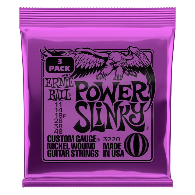 Juego de 3 cuerdas para guitarra eléctrica Ernie Ball Power Slinky 11-48