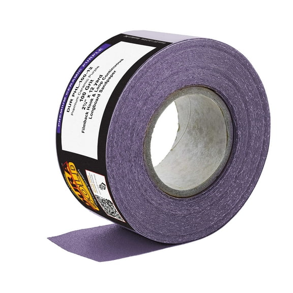 Dura-Gold Premium 100 Grit Purple Film Ceramic Longboard Sandpaper, 2-3/4" Wide Continuous 12 Yard Roll - Hook & Loop Backing for Auto & Woodworking Air File Long Board Sanders