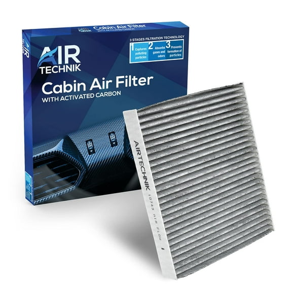 AirTechnik CF10743 Cabin Air Filter w/Activated Carbon  Fits Select Chrysler, Dodge, Infiniti, Kenworth, Nissan, XD, and Volkswagen Models - 27277-VX01A, 7B0 819 644