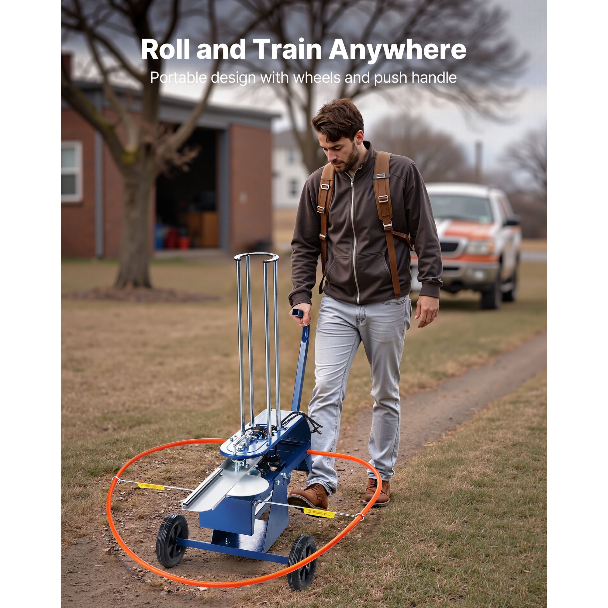 KFFKFF Automatic Clay Target Launcher with Adjustable Angle, Foot Pedal, and Pull Handle - Holds Up to 50 Targets, Throws Over 55 Yards, Ideal for Shooting Practice and Sports