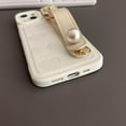 thumbnail image 5 of Compatible with iPhone 11 Case for Women/Girls, Cute Love-Heart Pearls Soft Faux Leather Shockproof Case with Wristband for iPhone 11, White, 5 of 10