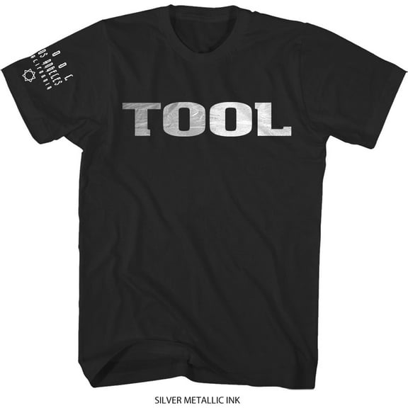 Men's Tool Metallic Silver Logo T-shirt Small Black