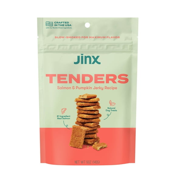 Jinx All Natural Salmon and Pumpkin Jerky Treats for Dogs, 5 oz Bag