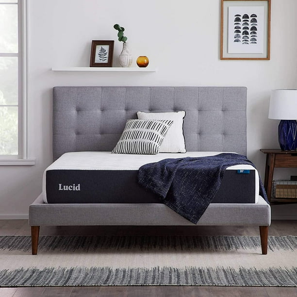 Colchón LUCID 10" Firme Memory Foam y Gel blanco Matrimonial Lucid Memory Foam con Gel