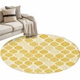 thumbnail image 2 of Round Area Rug 3ft, Yellow Bohemian Geometric Texture Non-Slip Non-Shedding Floor Mat, Abstract Moroccan Pattern Washable Sturdy Carpet for Living Room Bedroom Home Decor, 2 of 9