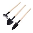 thumbnail image 2 of Small Transplant Hand Tool 3 Piece Metal And Wood Gardening Set, Multi-Functional Indoor Plant Care Transplanting Potting Tools, Shovel Rake Trowel For Potted Container Garden Use, 2 of 9