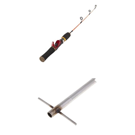 Wswqop Portable Ice Fishing Rod Ultralight Casting Rod Ice Drill Travel Fishing Tackle