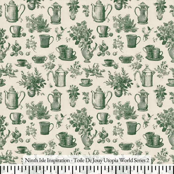 Ninth Isle Inspiration - Toile De Jouy Utopia World Series - 100% Rayon Fabric By The Yard (Series4, Swatch(11"x11"))