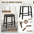 thumbnail image 2 of Yardi Yard 26" Counter Height Bar Stools Set of 2, Faux PVC Leather Barstools w/Padded Seat, Wood Frame, Max Load 330 Lbs, Wood Saddle Bar Stools, Brown, 2 of 6